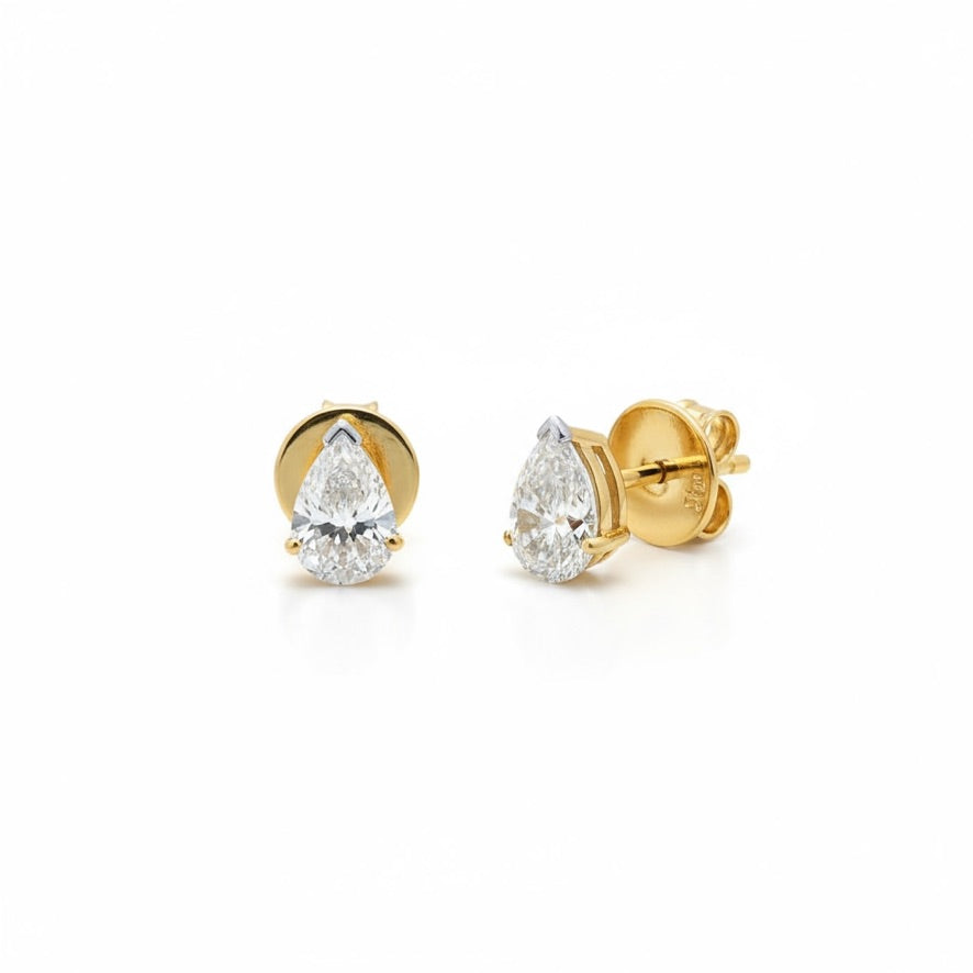 Pear-Cut Diamond Stud Earrings