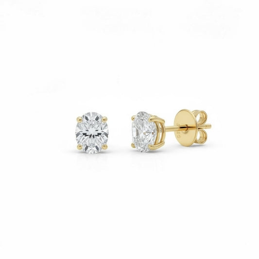Oval Diamond Stud Earrings