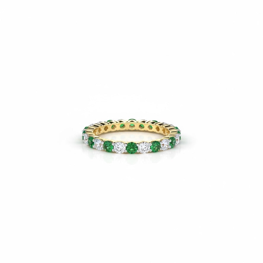 Alternating Diamond and Emerald Eternity Ring