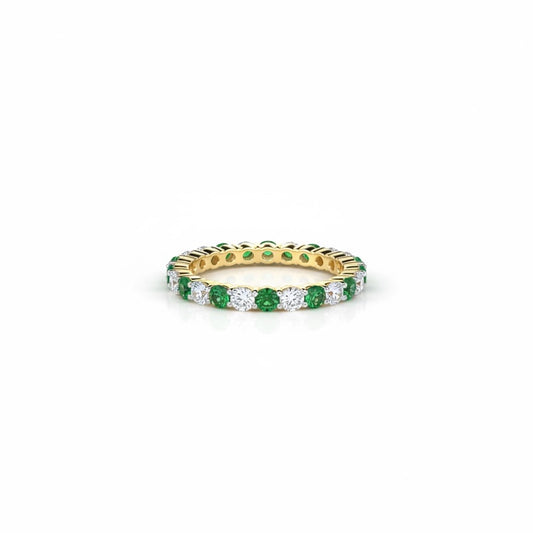 Alternating Diamond and Emerald Eternity Ring