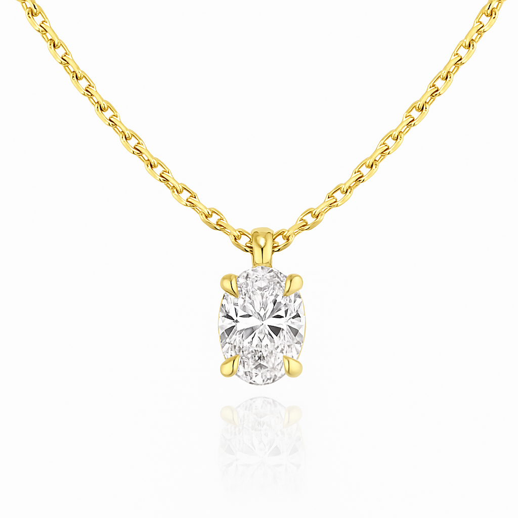 Oval  Solitaire Necklace