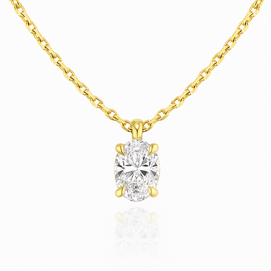 Oval  Solitaire Necklace