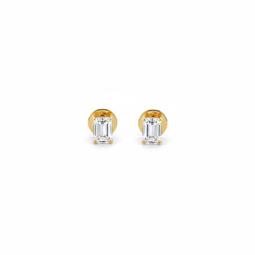 Emerald-Cut Diamond Stud Earrings
