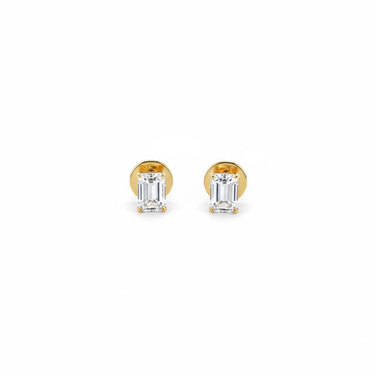 Emerald-Cut Diamond Stud Earrings
