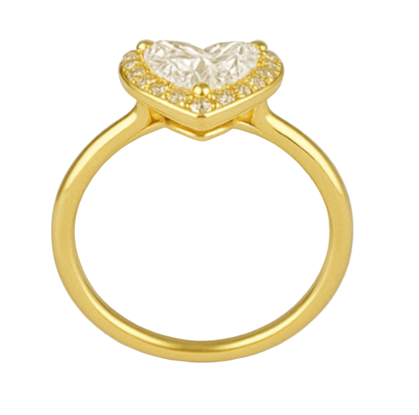 Golden Heart Halo Ring