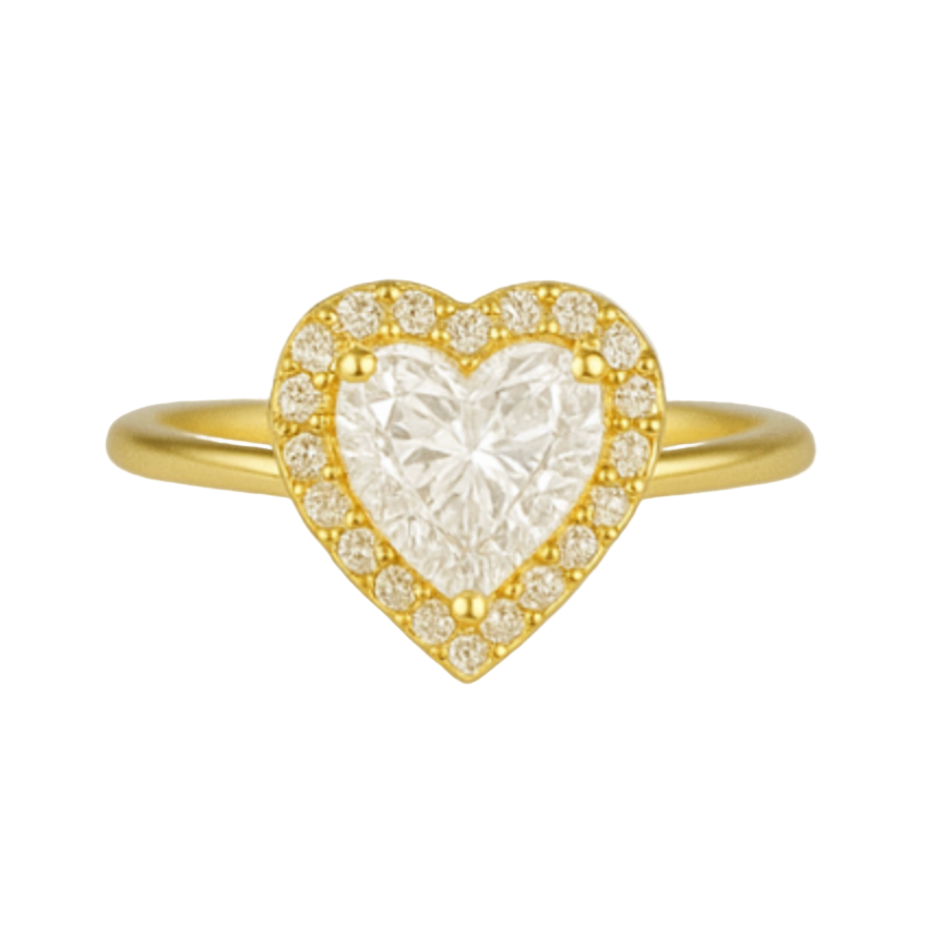 Golden Heart Halo Ring