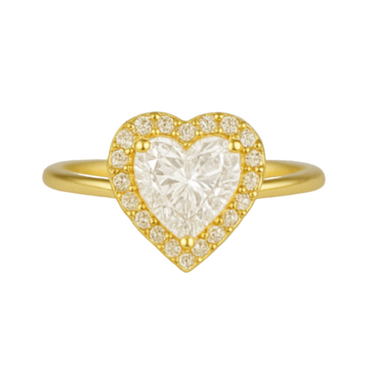 Golden Heart Halo Ring