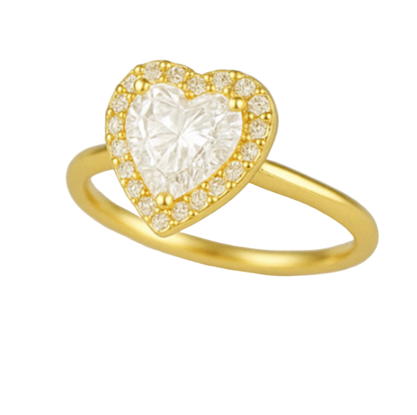 Golden Heart Halo Ring