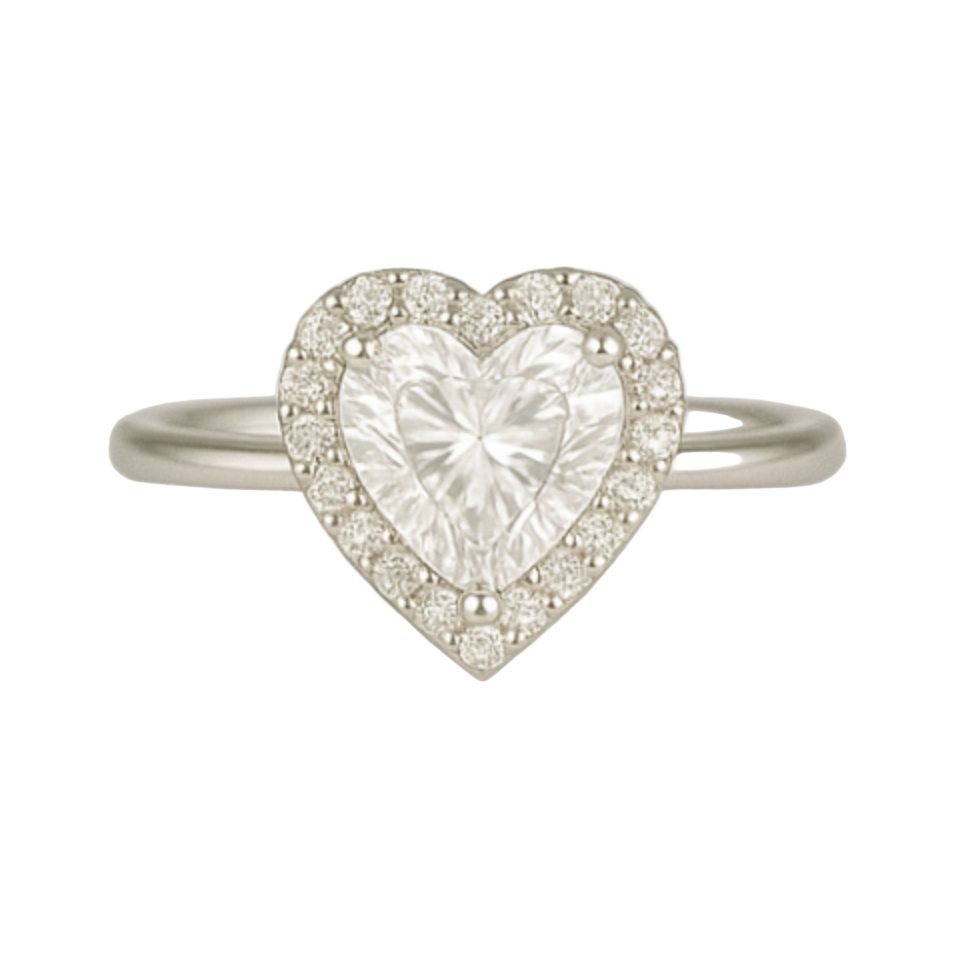Golden Heart Halo Ring