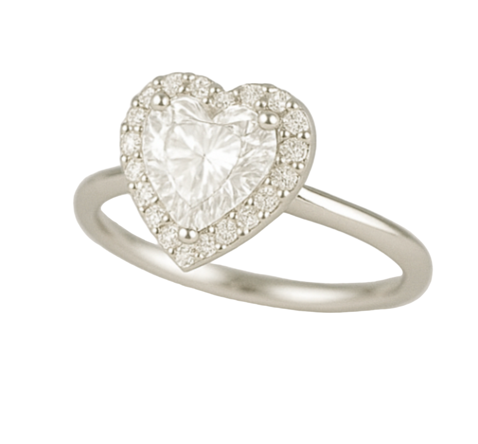 Golden Heart Halo Ring